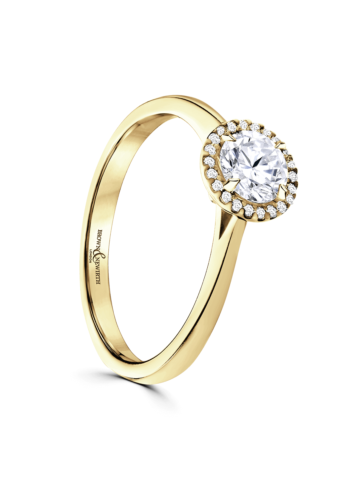 Diamond Halo Engagement Ring 0.50ct Brilliant Cut in 18ct Yellow Gold