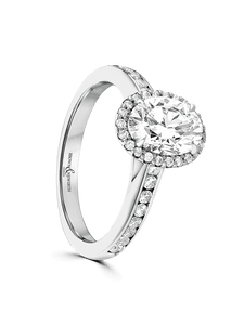 Brown & Newirth Astrid 0.50ct Oval Cut Certificated Diamond Halo Engagement Ring in Platinum