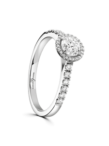 Brown & Newirth Estella 0.70ct Brilliant Cut Certificated Diamond Halo Engagement Ring in Platinum