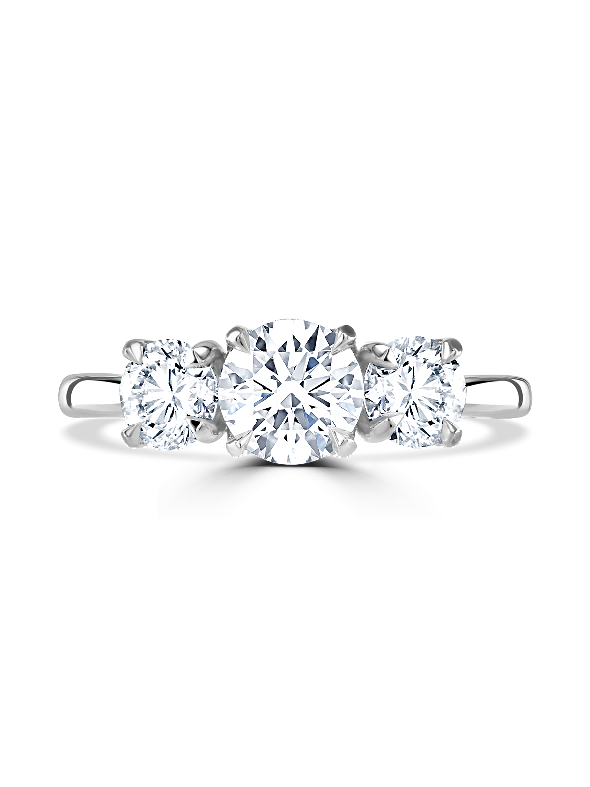 Lab Grown Diamond Three Stone Ring 1.80ct Brilliant Cut in Platinum