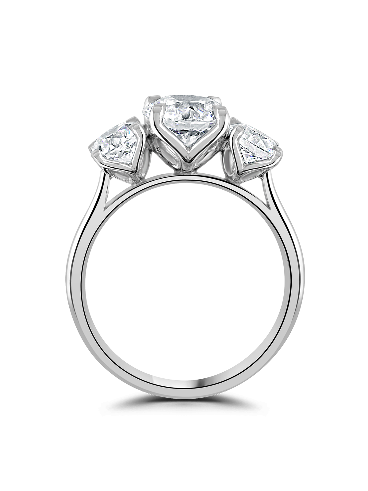 Lab Grown Diamond Three Stone Ring 2.50ct Brilliant Cut in Platinum