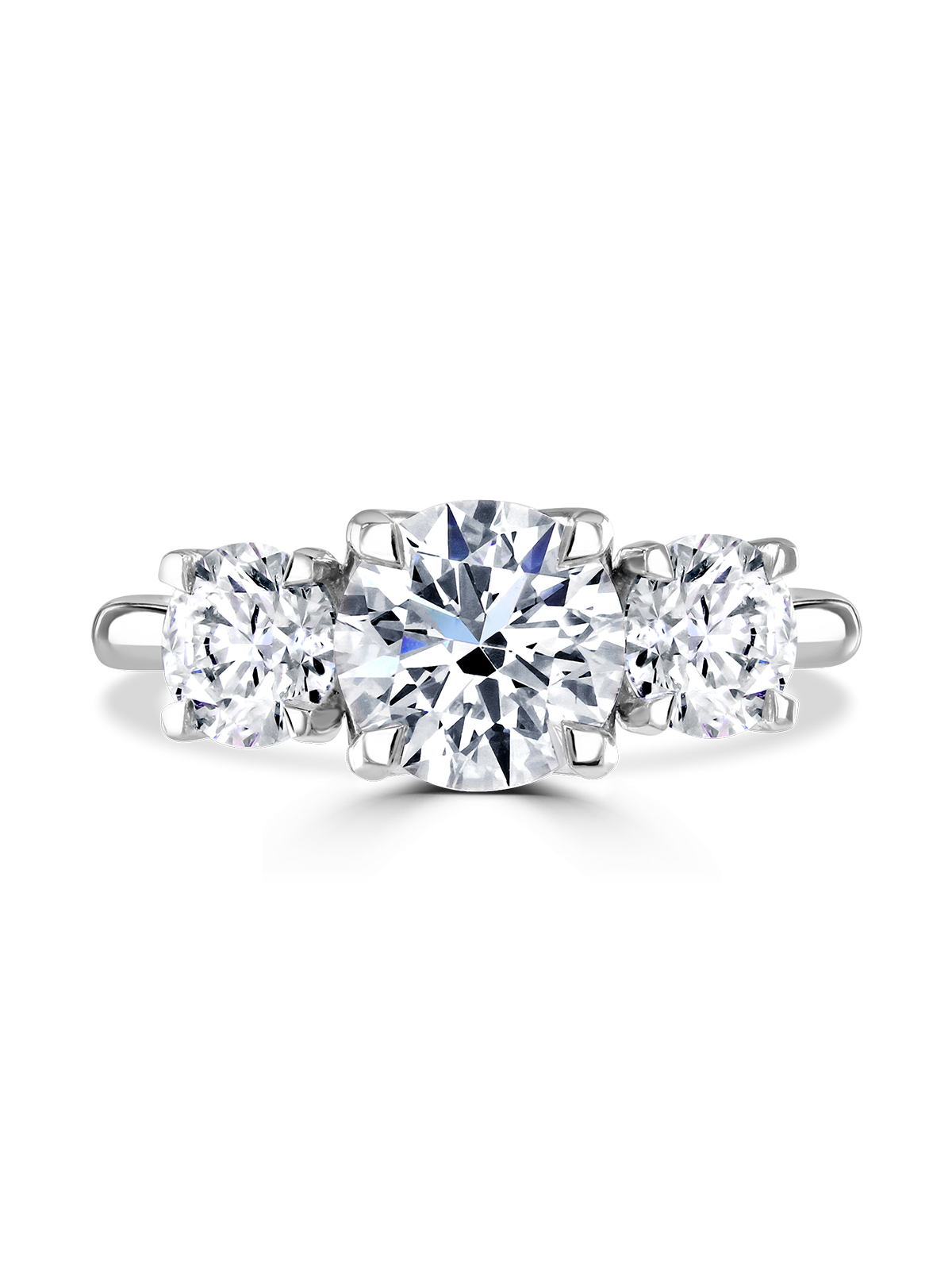 Lab Grown Diamond Three Stone Ring 2.50ct Brilliant Cut in Platinum
