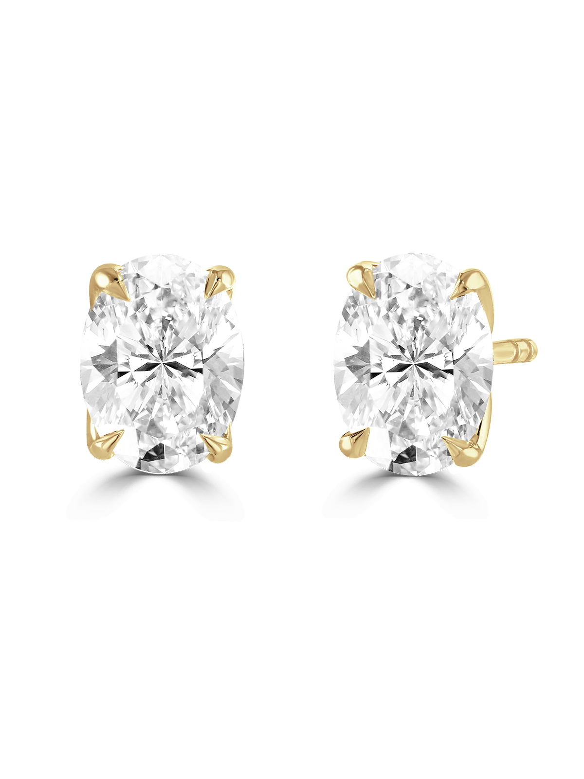 "Iris" Approx 2.00ct Oval Cut Lab Grown Diamond Solitaire Stud Earrings in 18ct Yellow Gold
