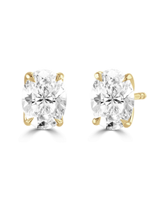 "Iris" Approx 2.00ct Oval Cut Lab Grown Diamond Solitaire Stud Earrings in 18ct Yellow Gold
