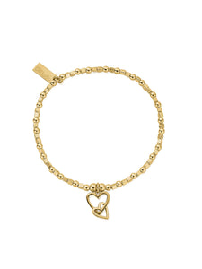 ChloBo Mini Cube Interlocking Love Heart Bracelet in Gold Plating GBCFB1069