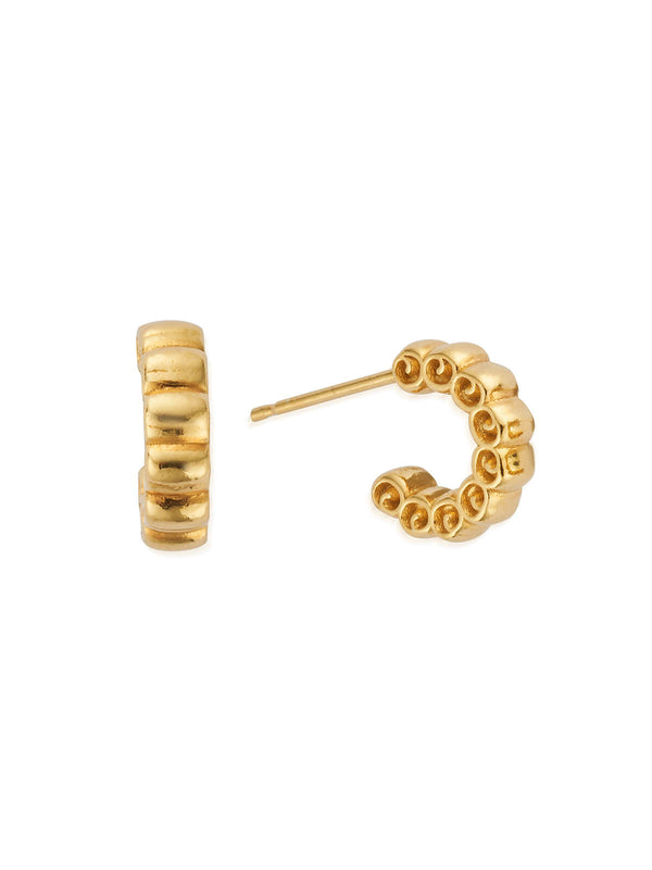 ChloBo Ruffle Huggie Hoop Earrings in Gold Plating GEH3447