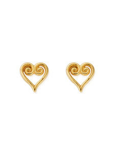 ChloBo Scroll Heart Stud Earrings in Gold Plating GEST3425
