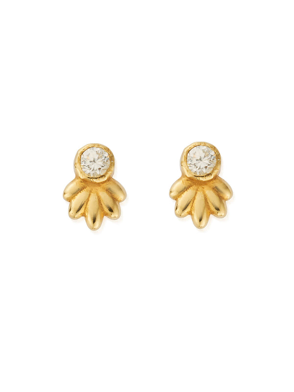 ChloBo Glistening Flower Bud Stud Earrings in Gold Plating GEST3445