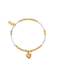 ChloBo Decorated Star Heart Bracelet in Silver & Gold Plating GMBMNSR4022