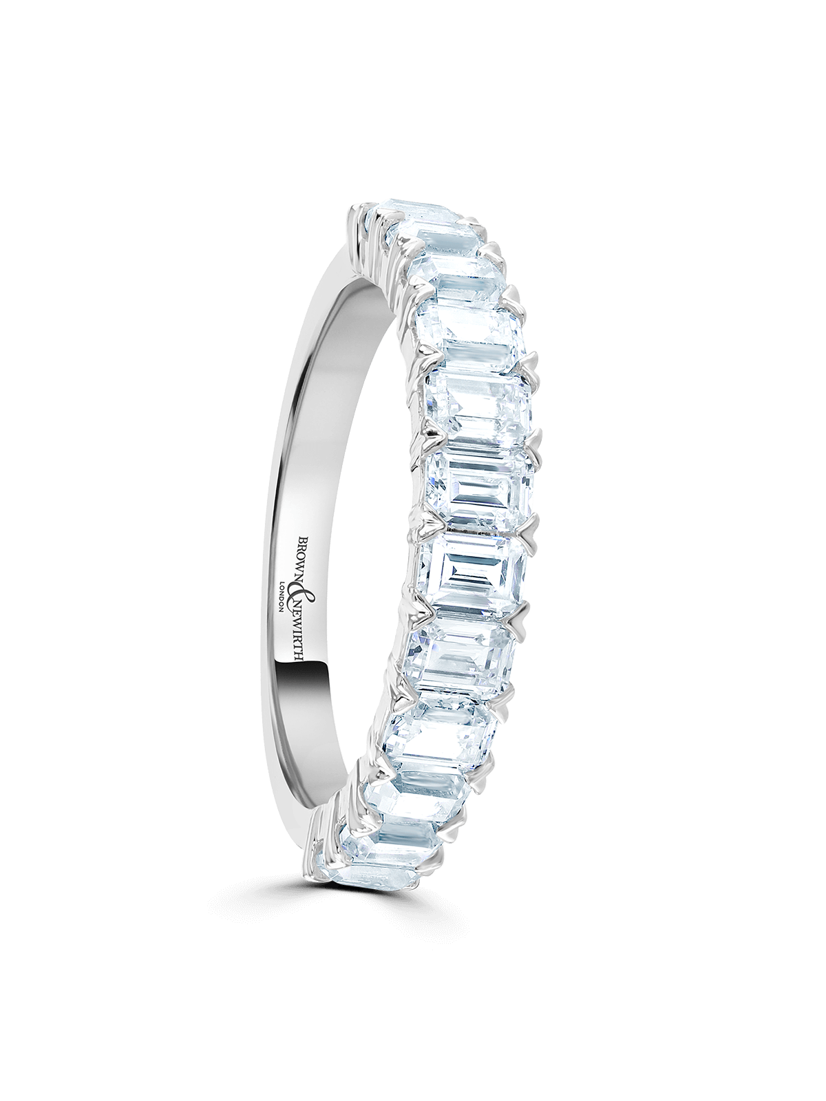 Diamond Set Platinum Wedding Ring 1.59ct Emerald Cut