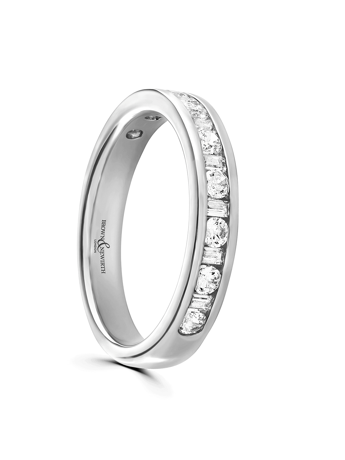 Diamond Half Eternity Ring 0.50ct Brilliant & Baguette Cut in Platinum