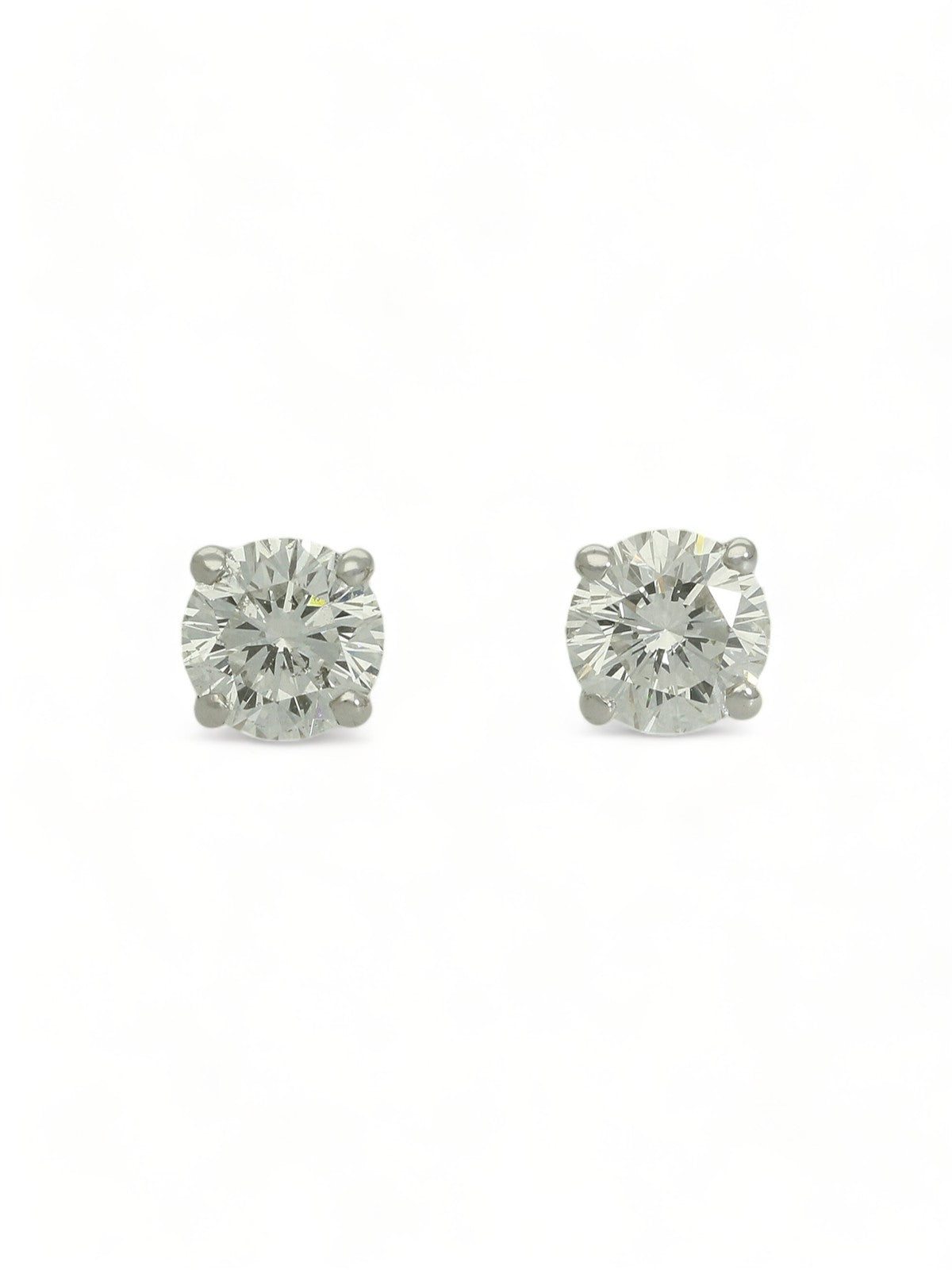 Diamond Solitaire Stud Earrings "The Catherine Collection" 1.20ct Round Brilliant Cut in 18ct White Gold