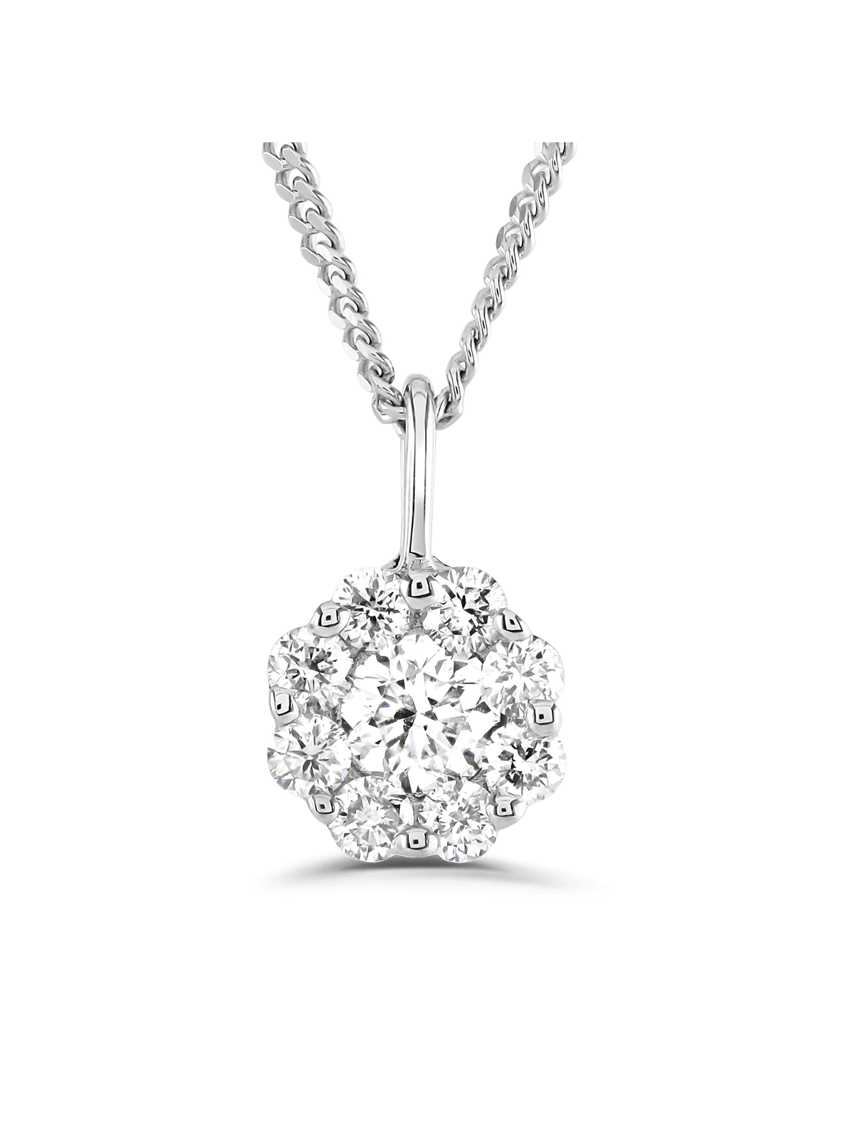 Brown & Newirth Bella 0.30ct Brilliant Cut Diamond Cluster Pendant in 9ct White Gold