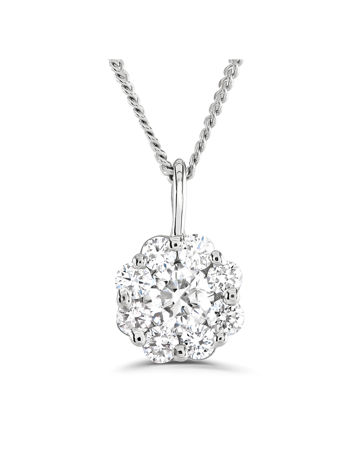 Brown & Newirth Bella 0.40ct Brilliant Cut Diamond Cluster Pendant in 9ct White Gold