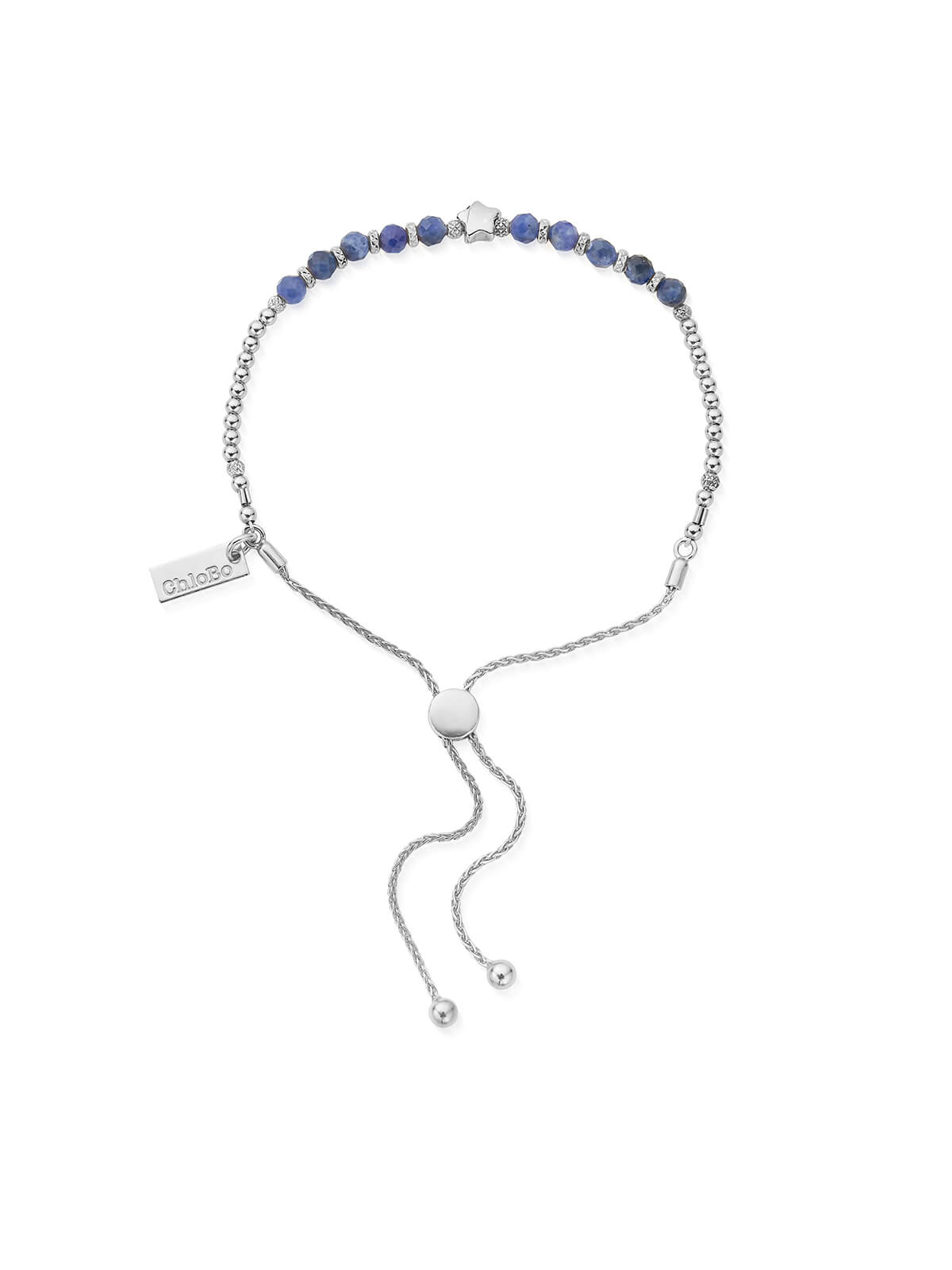 ChloBo Midnight Star Sodalite Adjustable Bracelet in Silver SBASFB