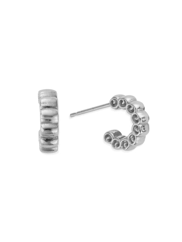 ChloBo Ruffle Huggie Hoop Earrings in Silver SEH3446