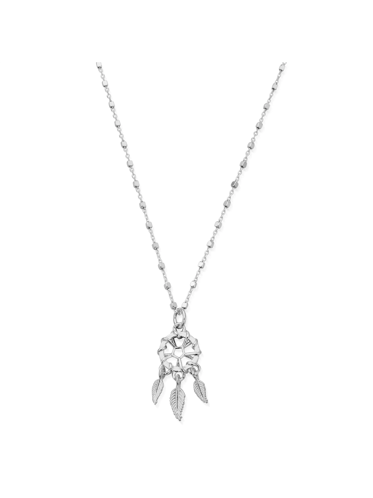 ChloBo Delicate Cube Chain Dream Catcher Necklace in Silver SNDC3290