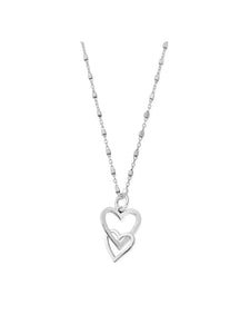 ChloBo Delicate Cube Chain Interlocking Love Heart Necklace in Silver SNDC572