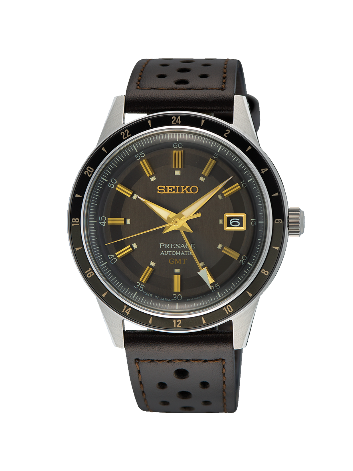 Seiko Presage "Fume" Style 60s Road Trip GMT Watch 41mm SSK013J1