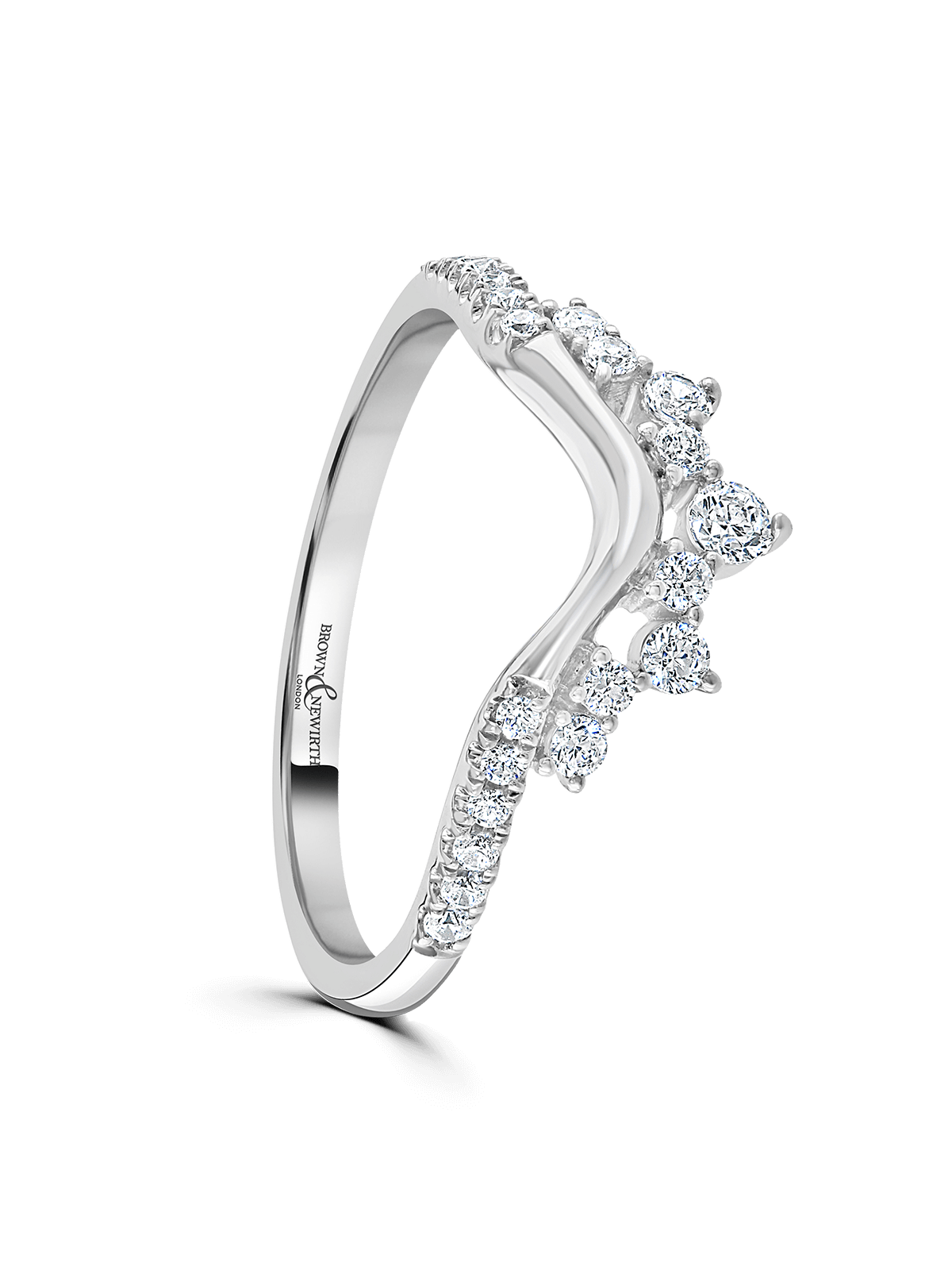 Brown & Newirth Royal 0.25ct Brilliant Cut Diamond Tiara Ring in Platinum with Diamond Set Shoulders