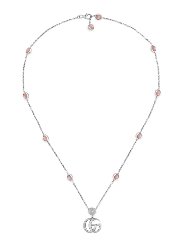 Gucci GG Marmont Silver & Pink Mother of Pearl Necklace