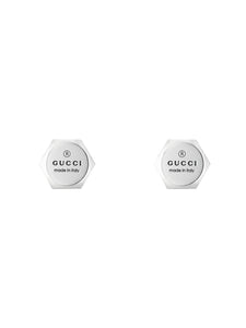 Gucci Trademark Hexagon Silver Stud Earrings