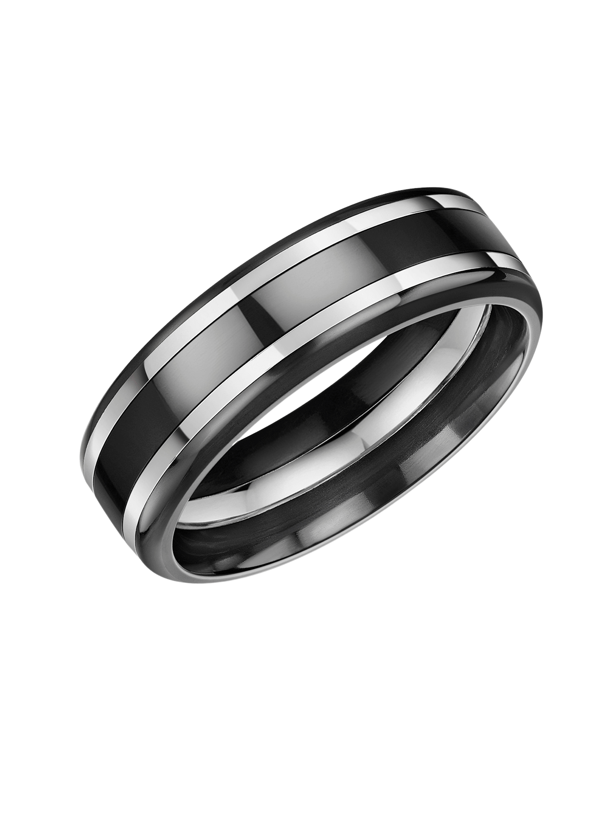 Zedd 9ct White Gold & Zirconium 6mm Wedding Ring