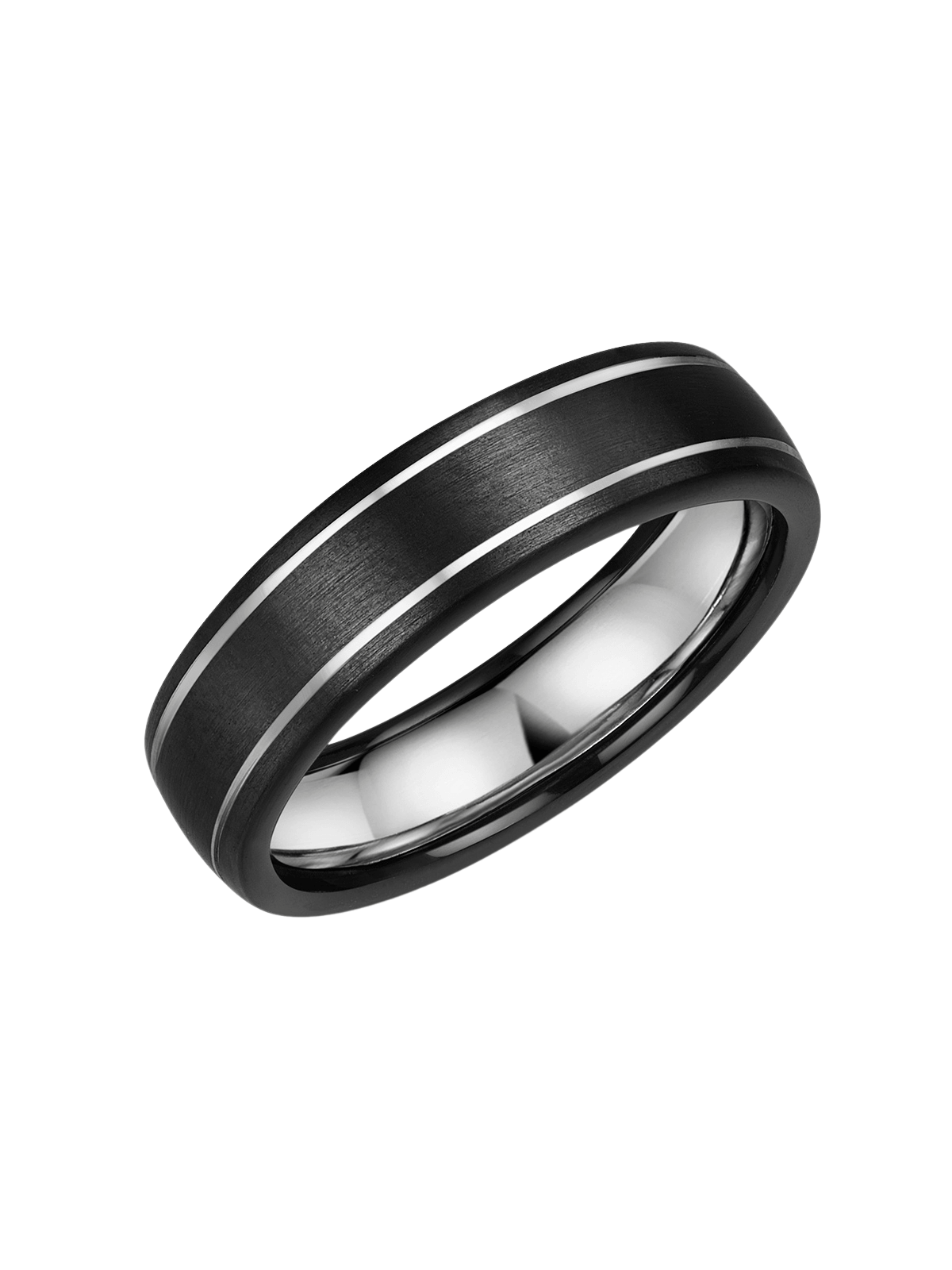 Zedd Zirconium & Silver 6mm Wedding Ring