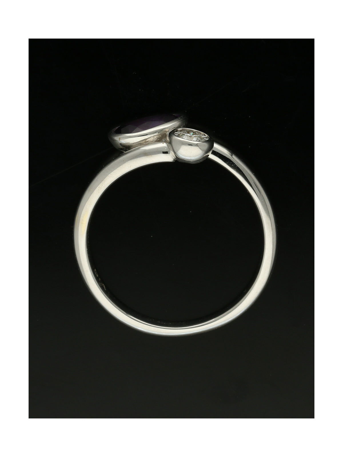 Amethyst & Diamond Dress Ring in 9ct White Gold