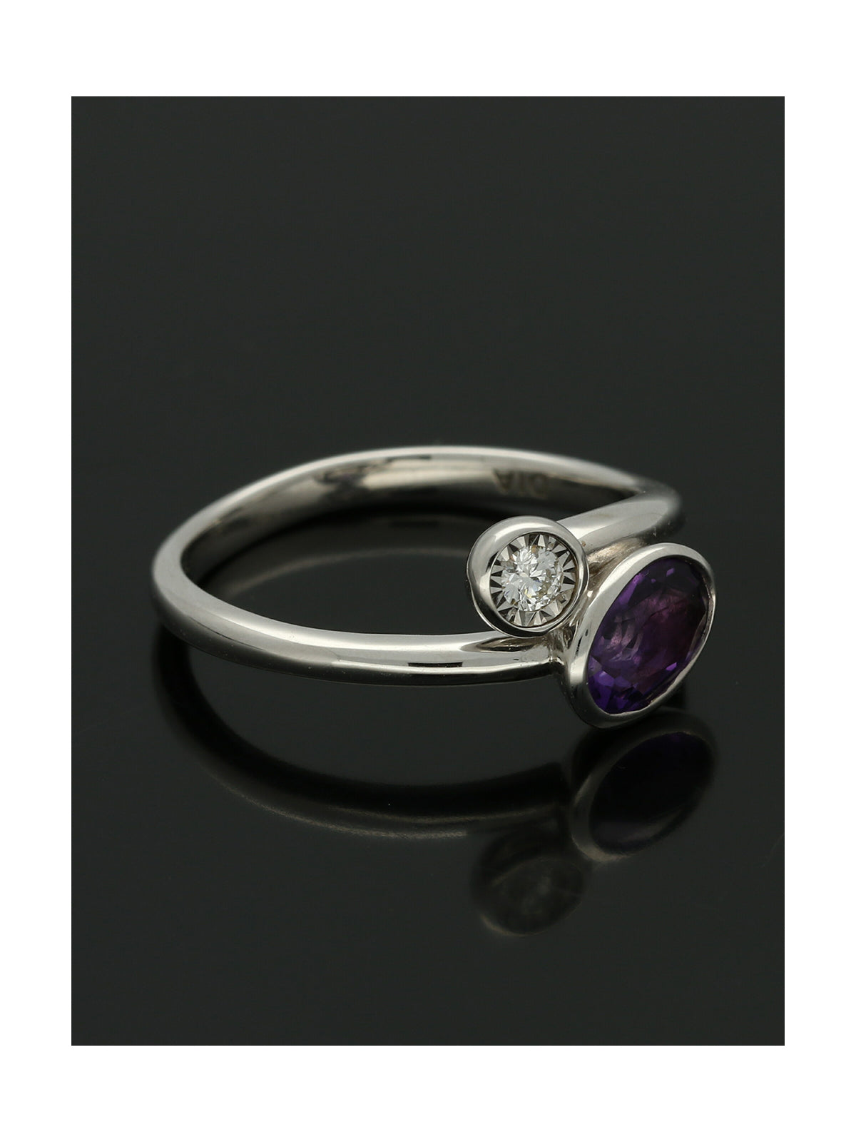 Amethyst & Diamond Dress Ring in 9ct White Gold