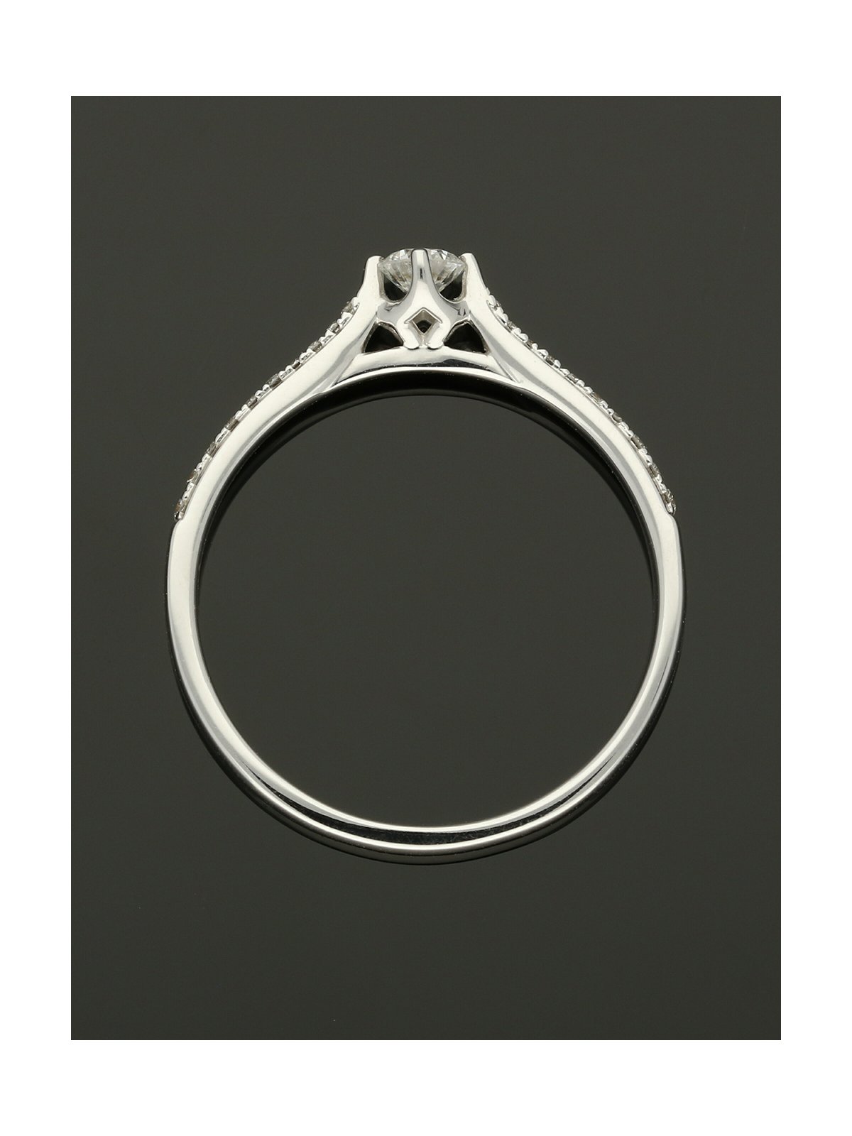 Diamond Solitaire Ring 0.15ct Round Brilliant Cut in 18ct White Gold with Diamond Shoulders