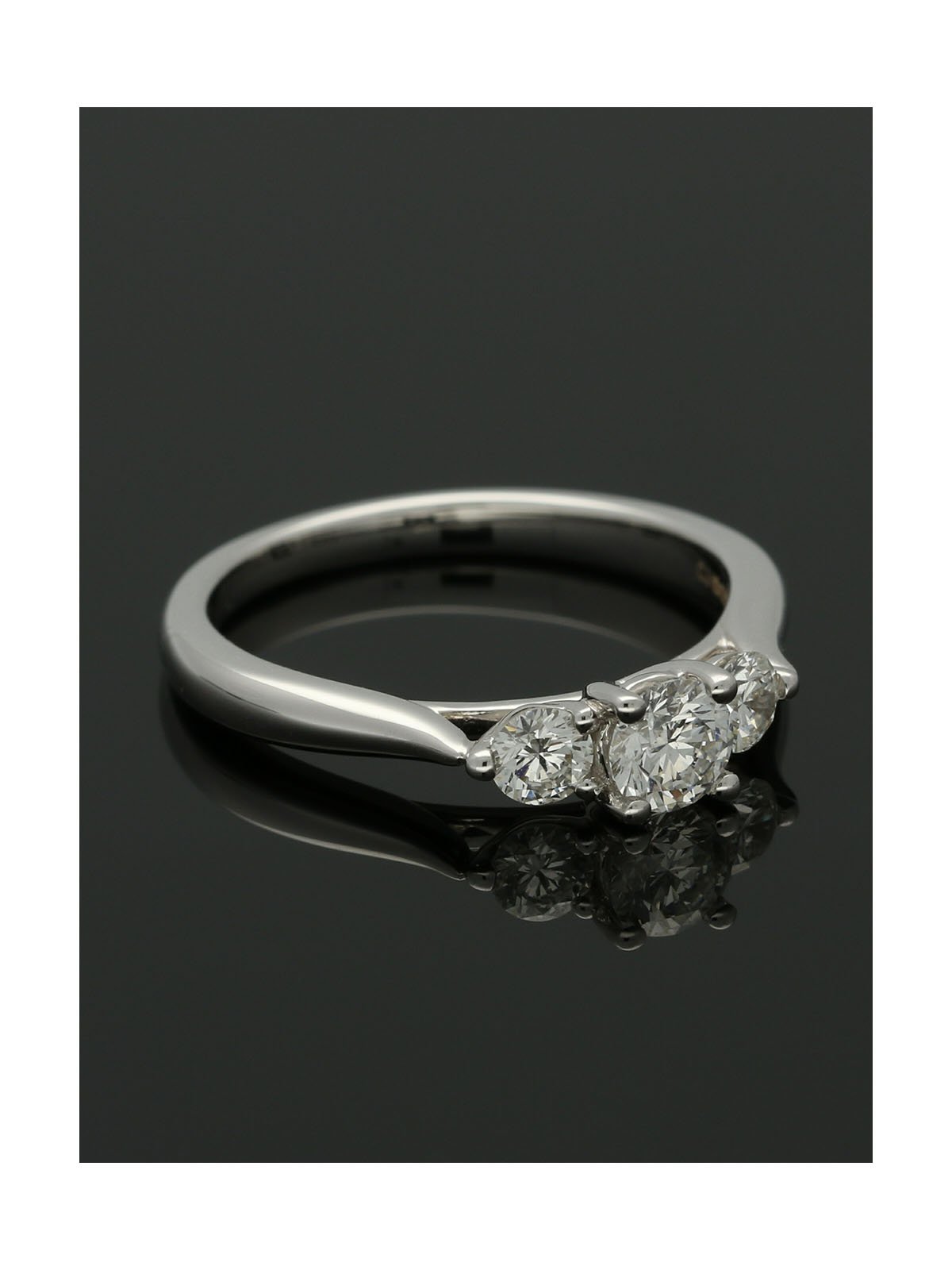 Three Stone Diamond Ring 0.62ct Round Brilliant Cut in 18ct White Gold