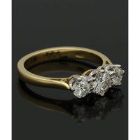 Three Stone Diamond Ring 1.00ct Round Brilliant Cut in 18ct Yellow & White Gold