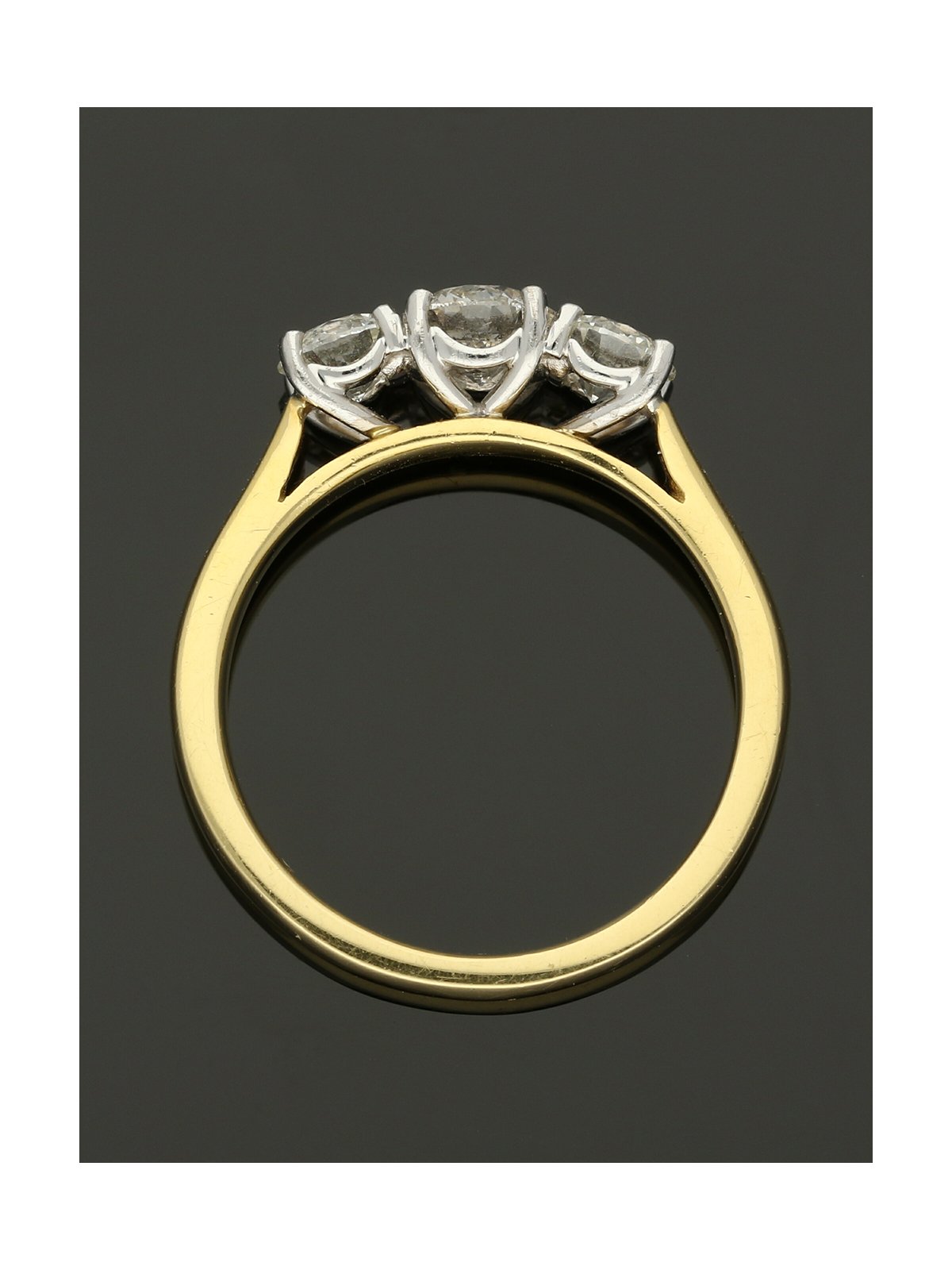 Three Stone Diamond Ring 1.29ct Round Brilliant Cut in 18ct Yellow & White Gold
