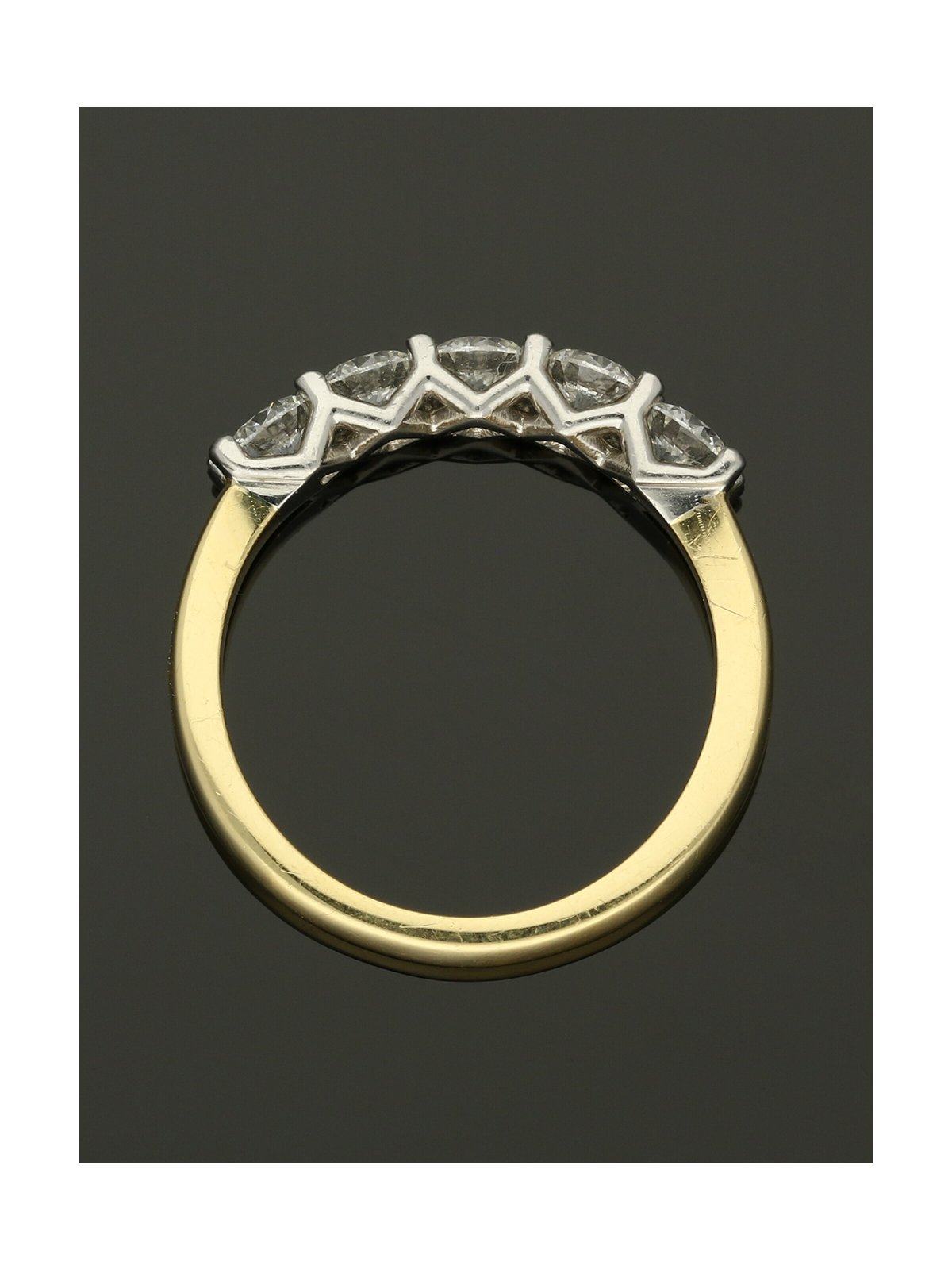 Five Stone Diamond Ring 1.01ct Round Brilliant Cut in 18ct Yellow & White Gold