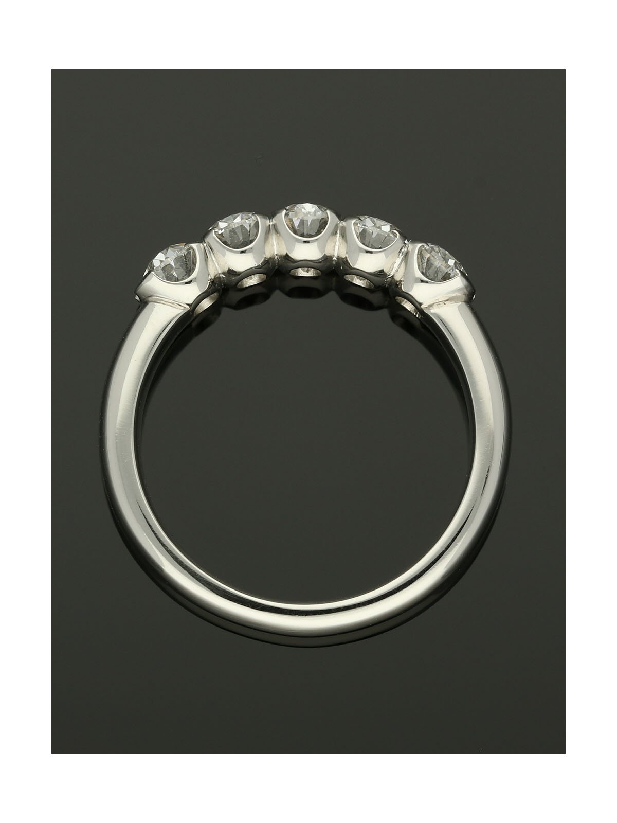 Five Stone Diamond Ring 1.52ct Oval Cut in 18ct White Gold