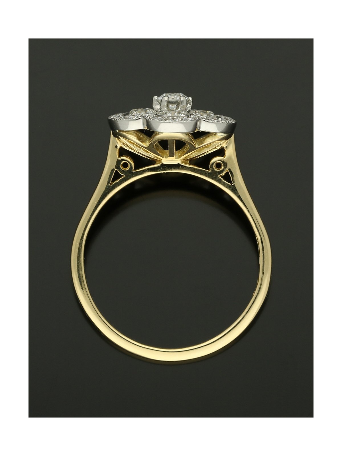 Diamond Cluster Ring 1.12ct Round Brilliant Cut in 18ct Yellow Gold and Platinum