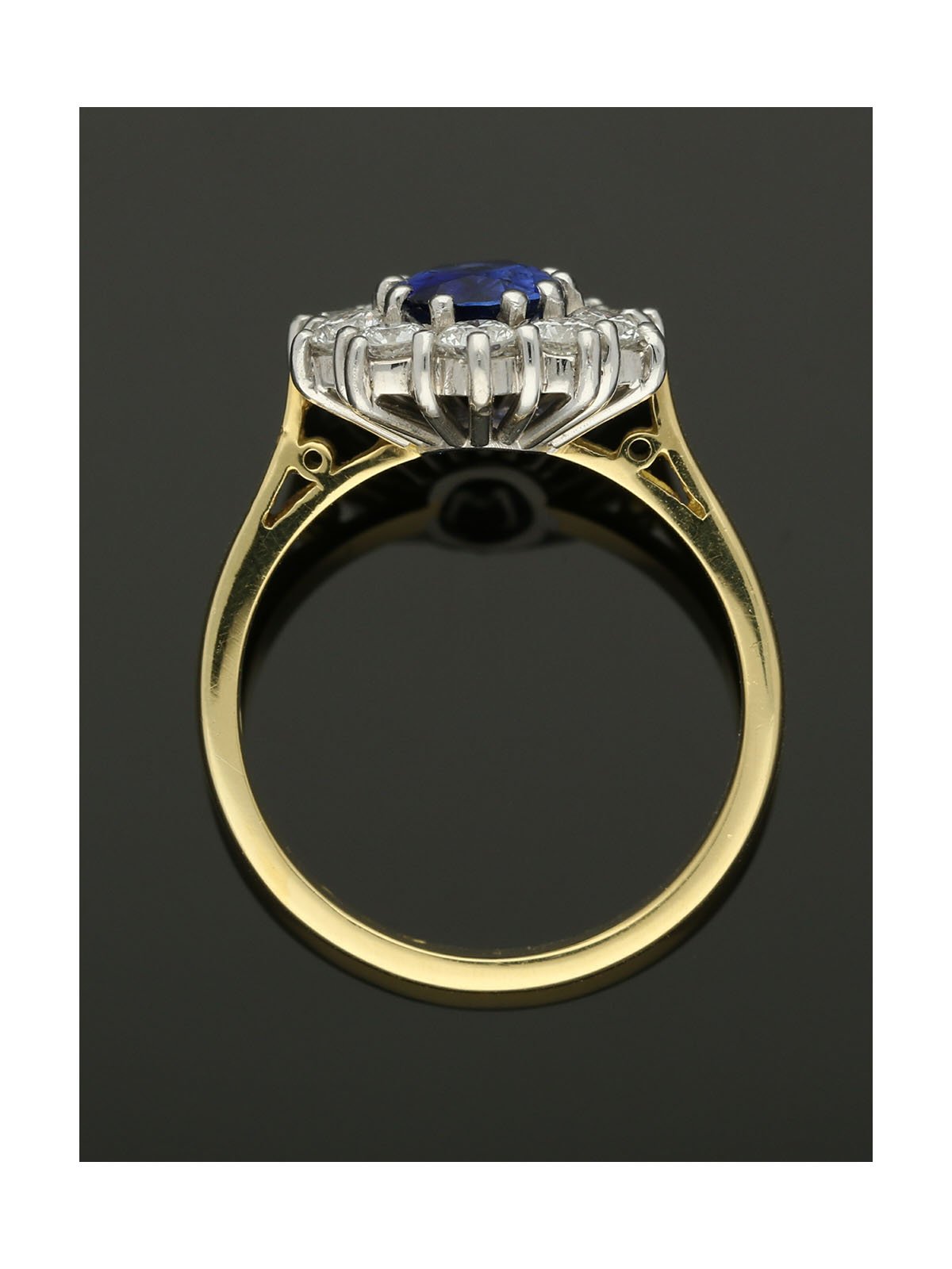Sapphire & Diamond Cluster Ring in 18ct Yellow & White Gold