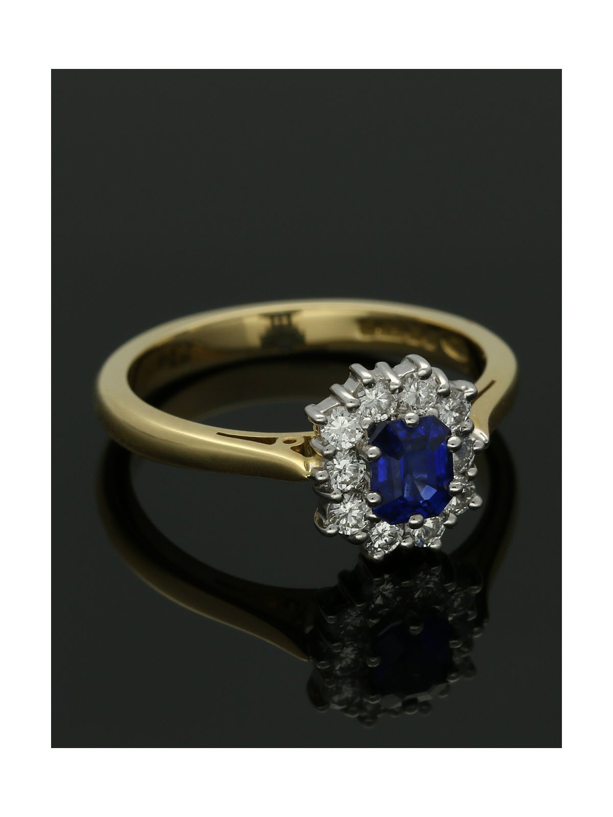 Sapphire & Diamond Cluster Ring in 18ct Yellow & White Gold