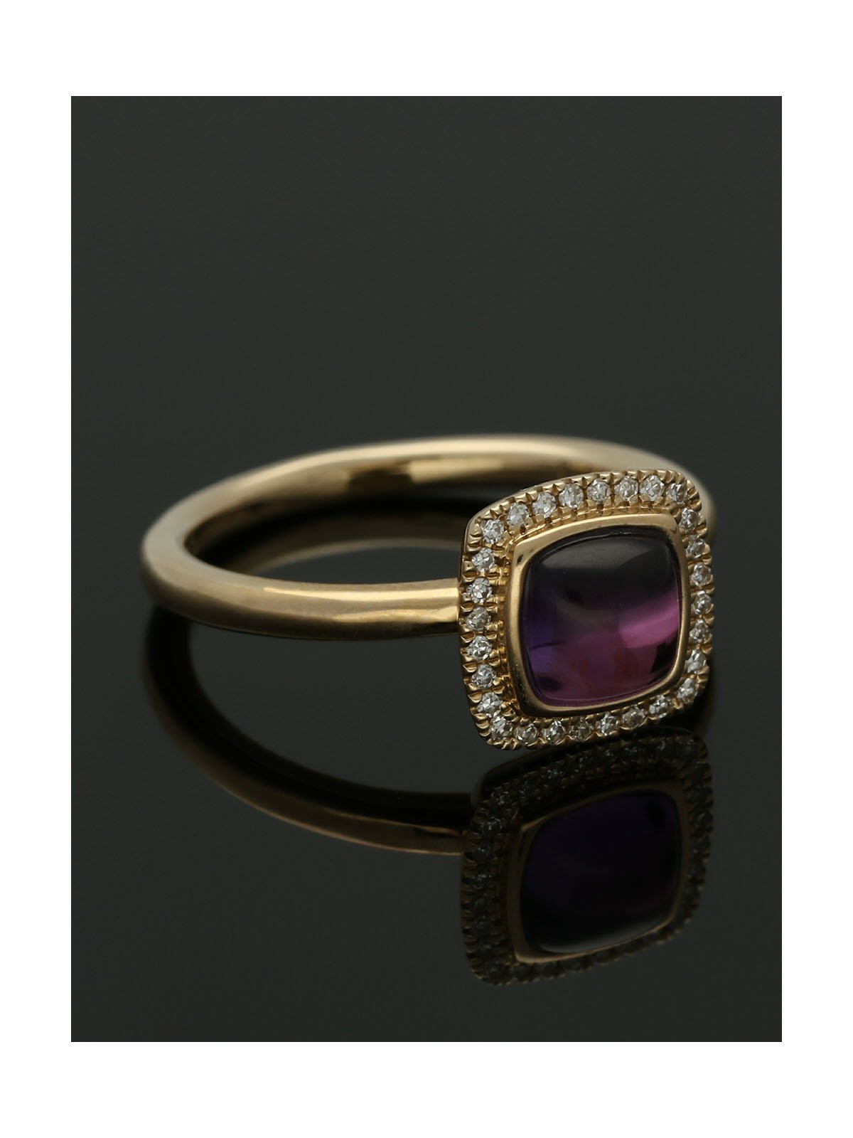 Amethyst & Diamond Ring in 9ct Yellow Gold