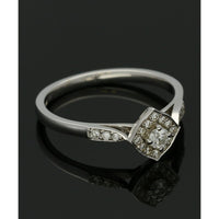 Diamond Cluster Ring 0.24ct Round Brilliant Cut in 9ct White Gold with Diamond Shoulders