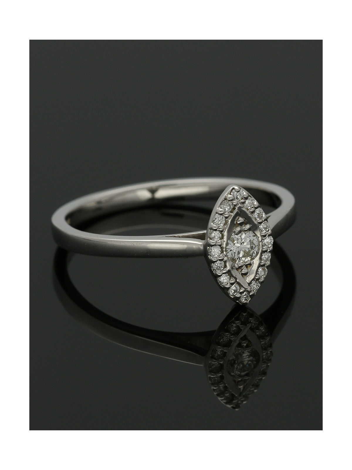 Diamond Marquise Shaped Cluster Ring in 9ct White Gold