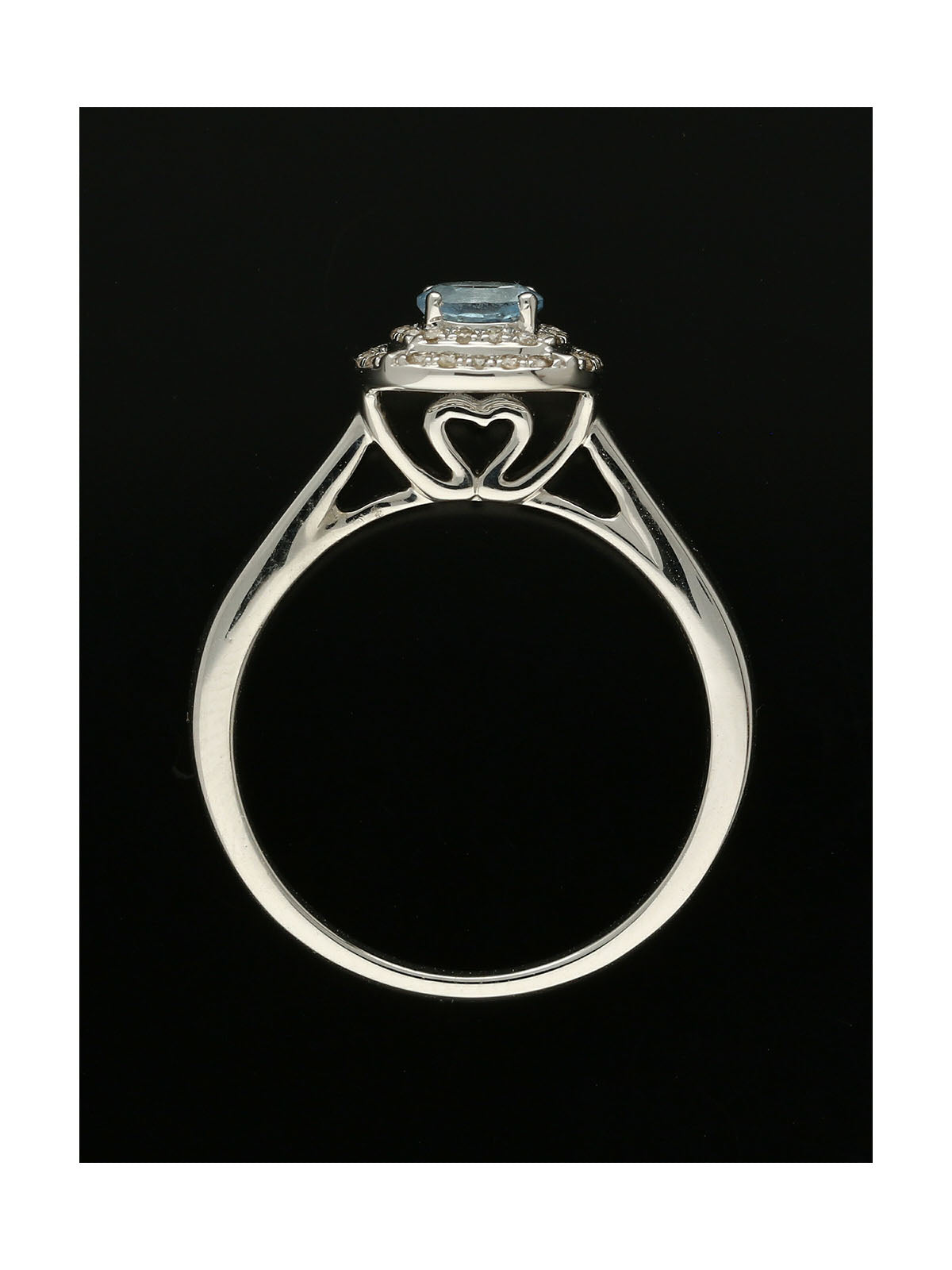 Aquamarine & Diamond Double Halo Ring in 9ct White Gold