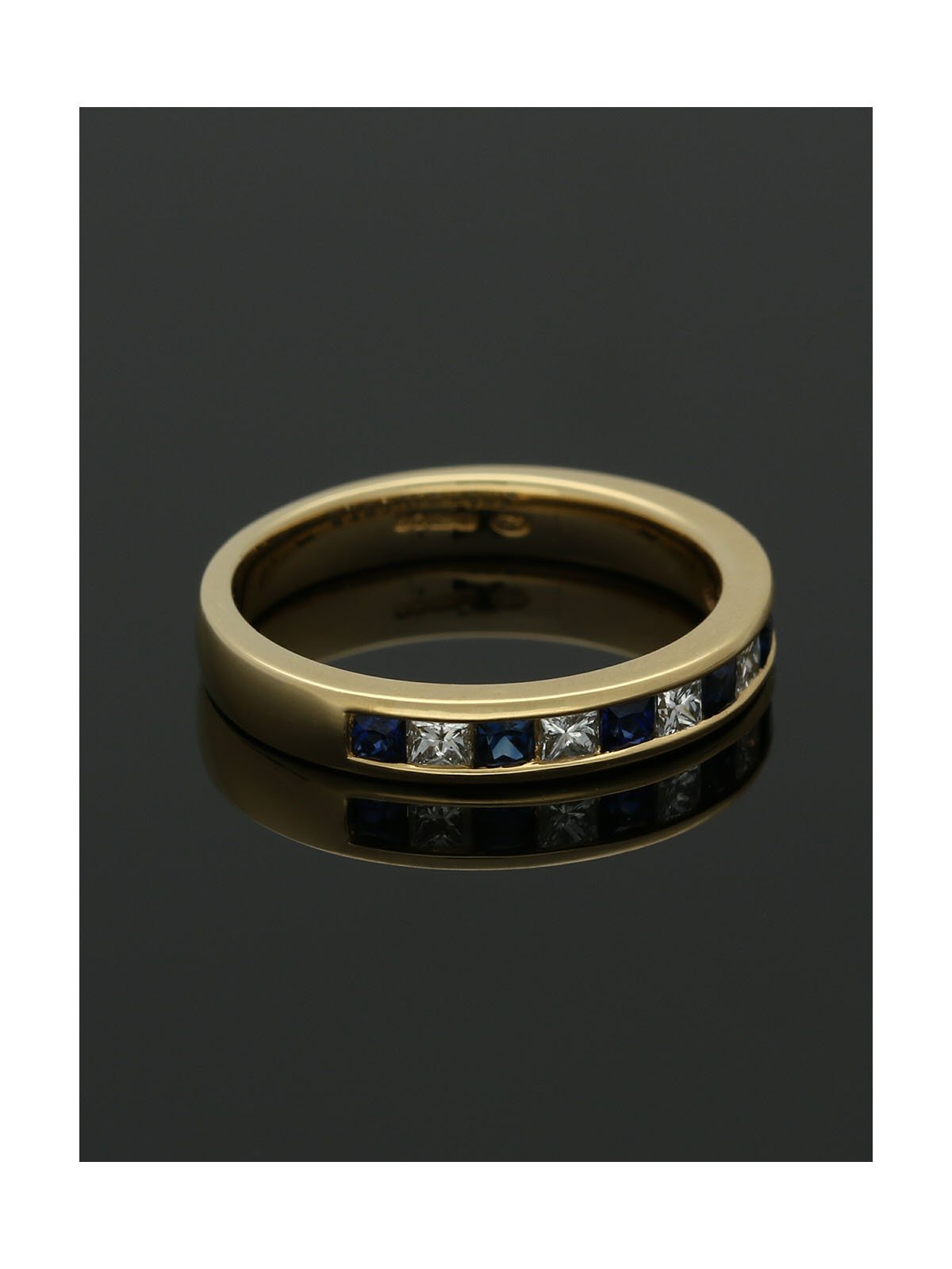 Sapphire & Diamond Half Eternity Ring in 18ct Yellow Gold