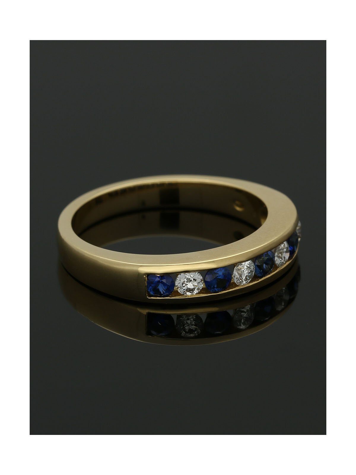 Sapphire & Diamond Half Eternity Ring in 18ct Yellow Gold