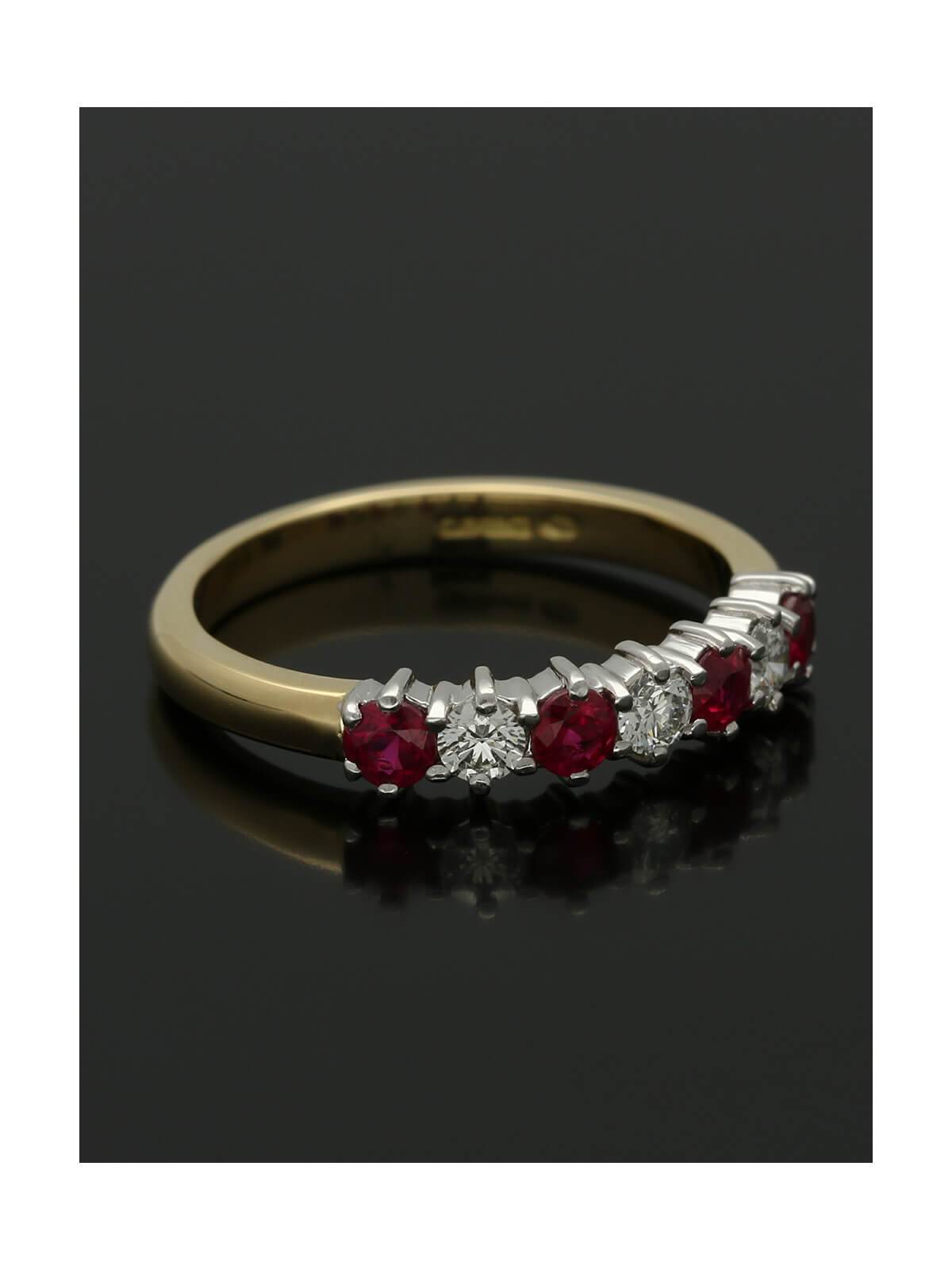Ruby & Diamond Half Eternity Ring in 18ct Yellow & White Gold