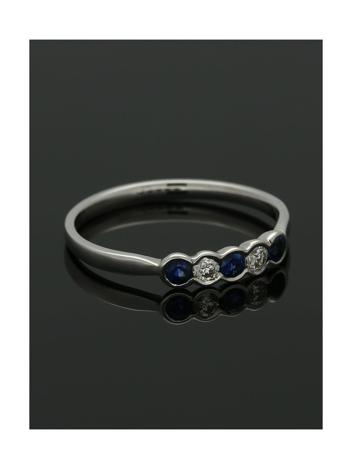 Sapphire & Diamond Five Stone Ring in 9ct White Gold