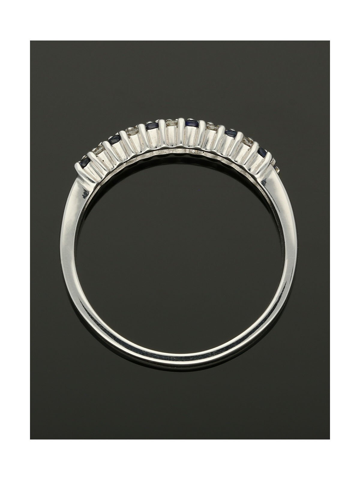 Sapphire & Diamond Half Eternity Ring in 9ct White Gold