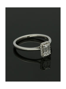 Brown & Newirth "Portio" Diamond Halo Engagement Ring 0.54ct Certificated Emerald Cut in Platinum