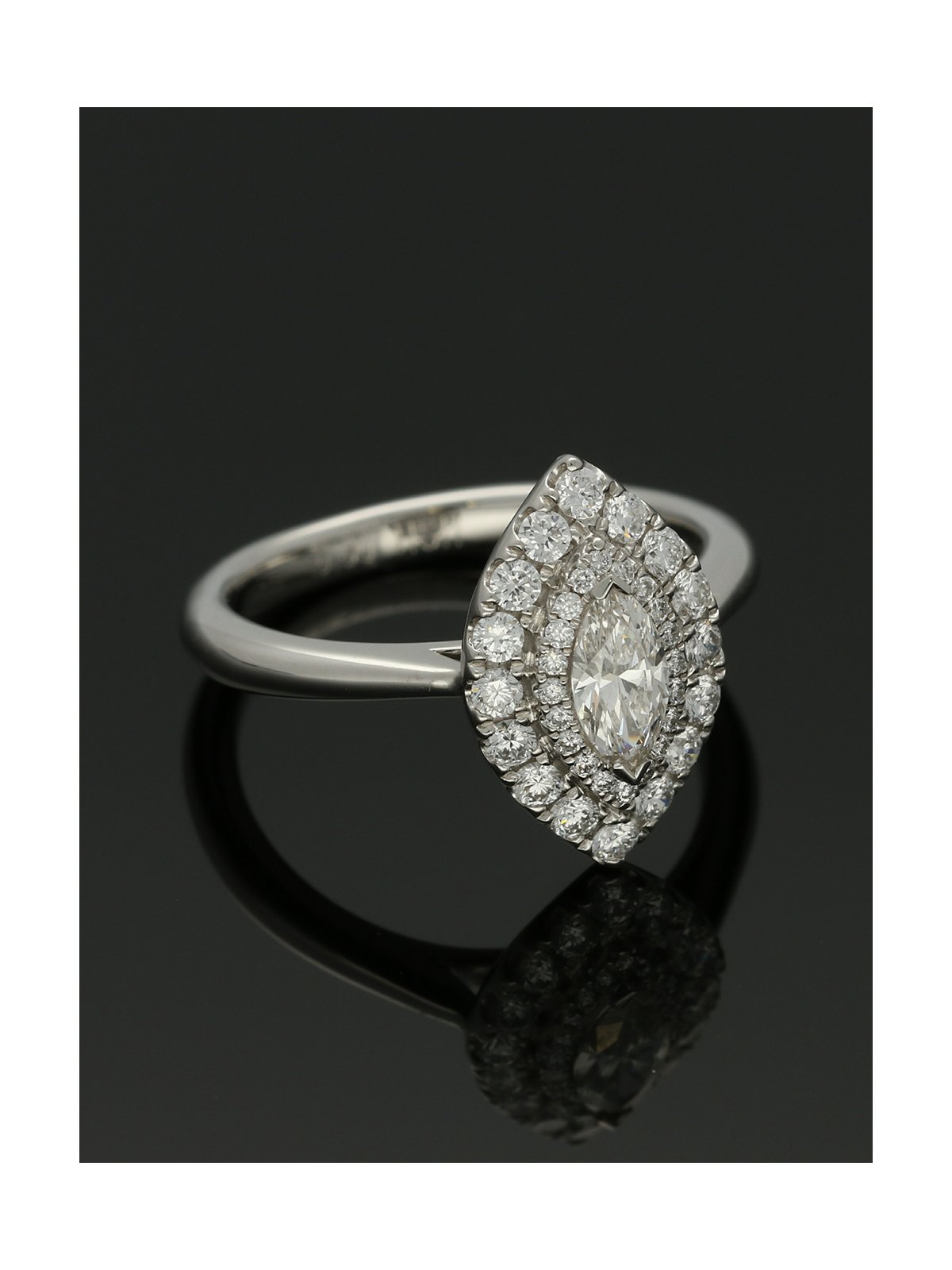 Diamond Cluster Ring 0.72ct Marquise & Round Brilliant Cut in Platinum